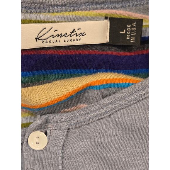 Kinetix Shirt Casual Luxury Long Sleeve Henley Blue Heather Cotton Mens Large - Picture 6 of 9